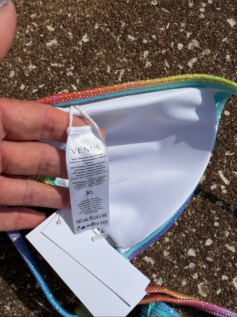 VENUS Iridescent Rainbow Sequin Bikini Top. Size XL NWT - Picture 6 of 6